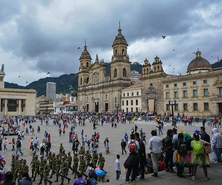 plaza bolivar in la candelaria bogota colombia