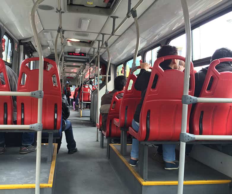 bogota transmilenio bus inside