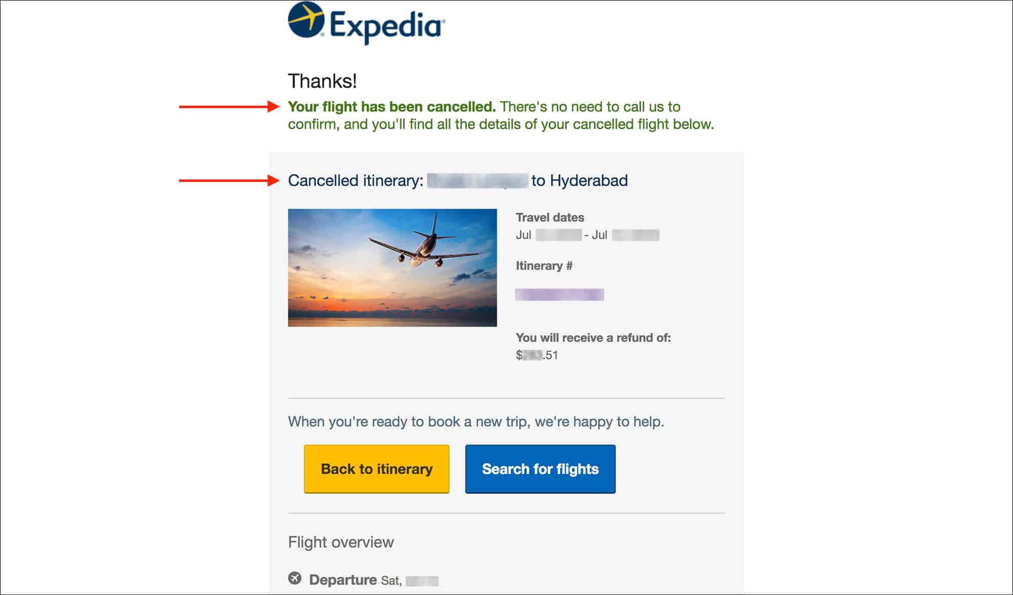 Book Flight Tickets with 24 hour FREE cancellation on Expedia - Verify Flight Booking Cancelled