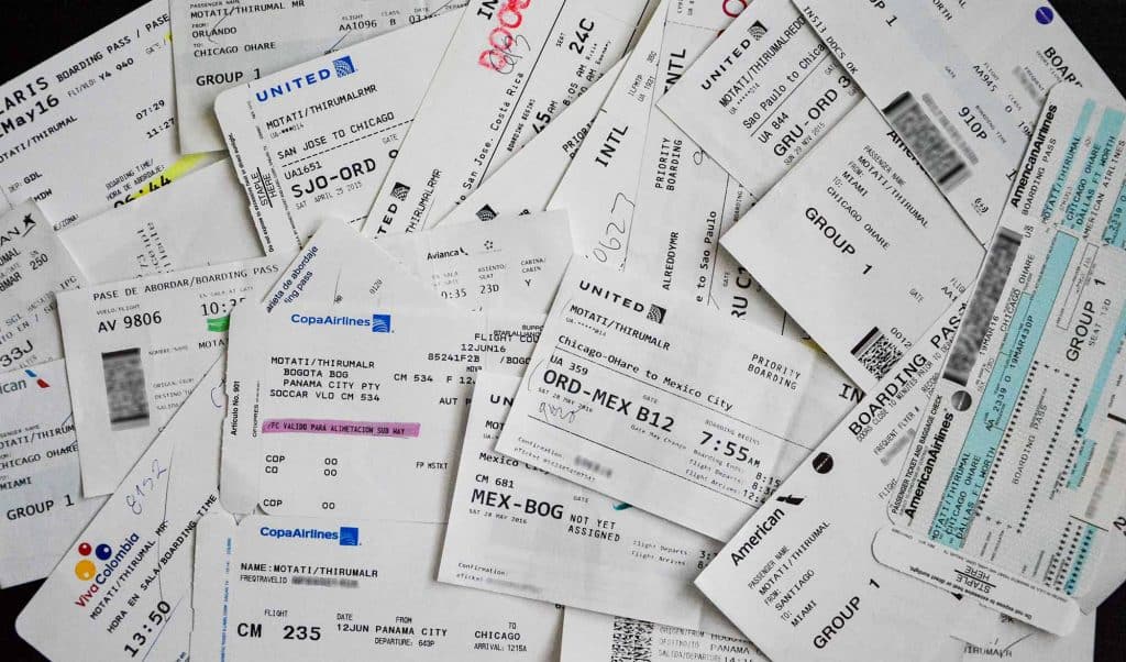 Boarding passes from past international trips
