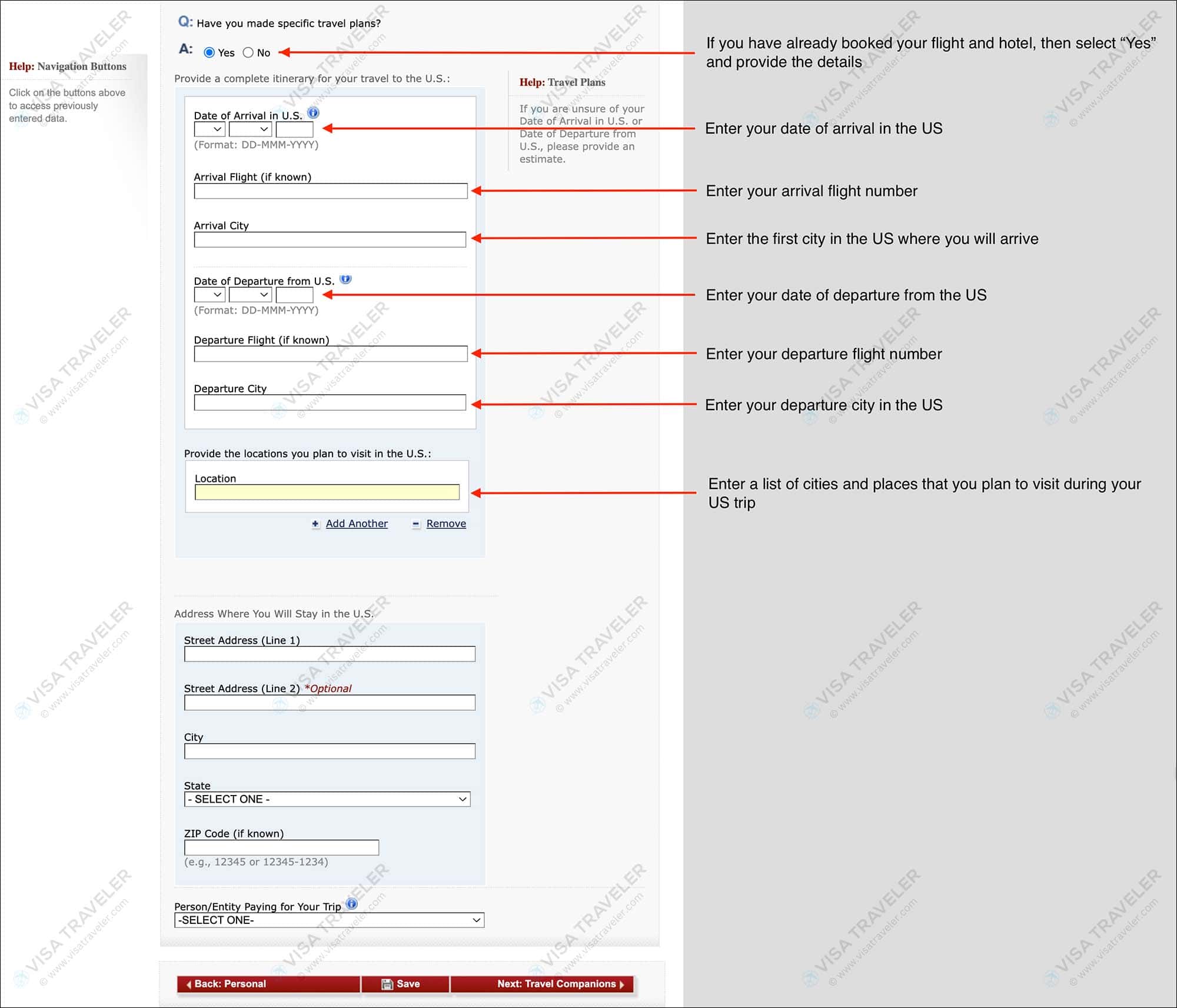 Fill DS-160 Form Online for US Visa - Travel Information