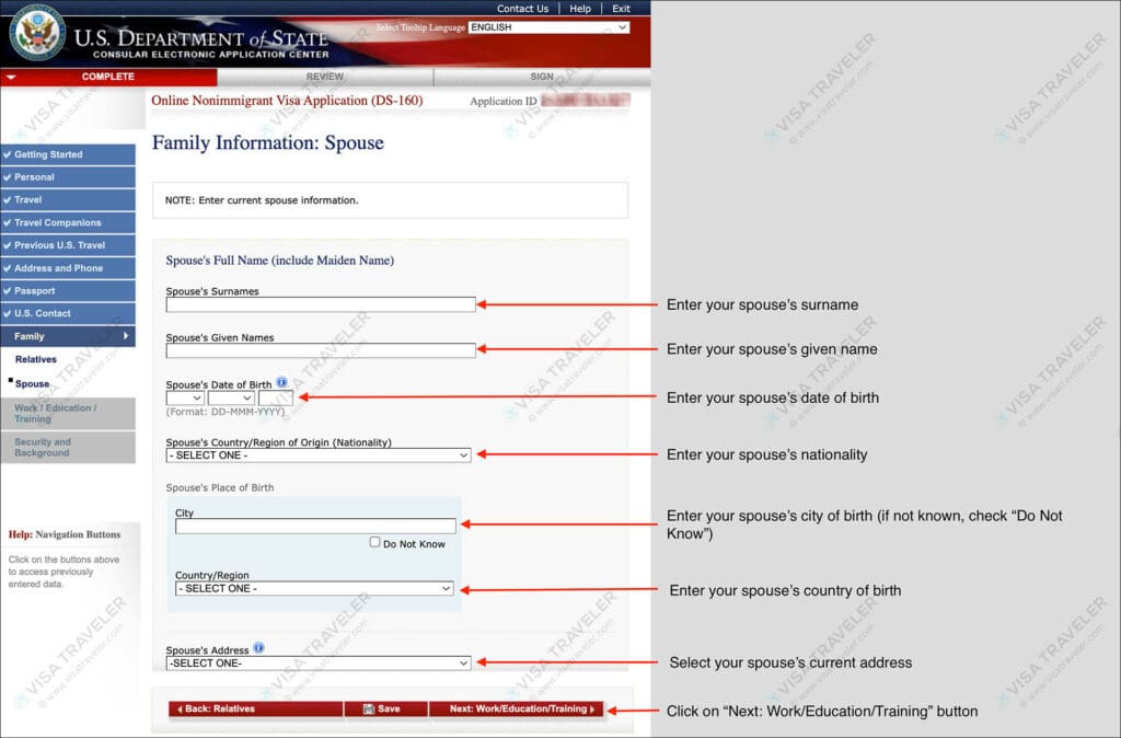 Fill DS-160 Form Online for US Visa - Family Information Relatives