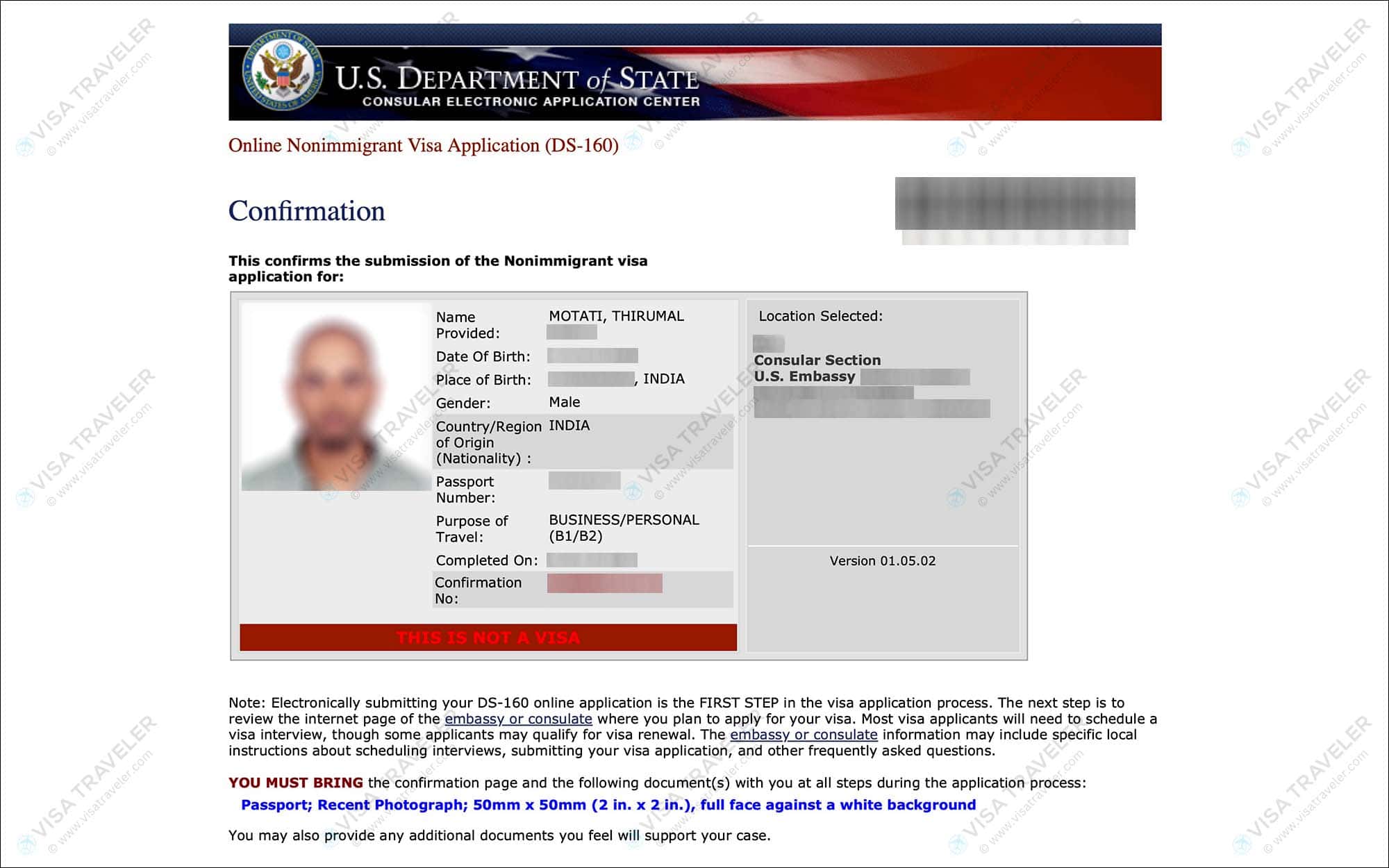 Fill DS-160 Form Online for US Visa - Confirmation