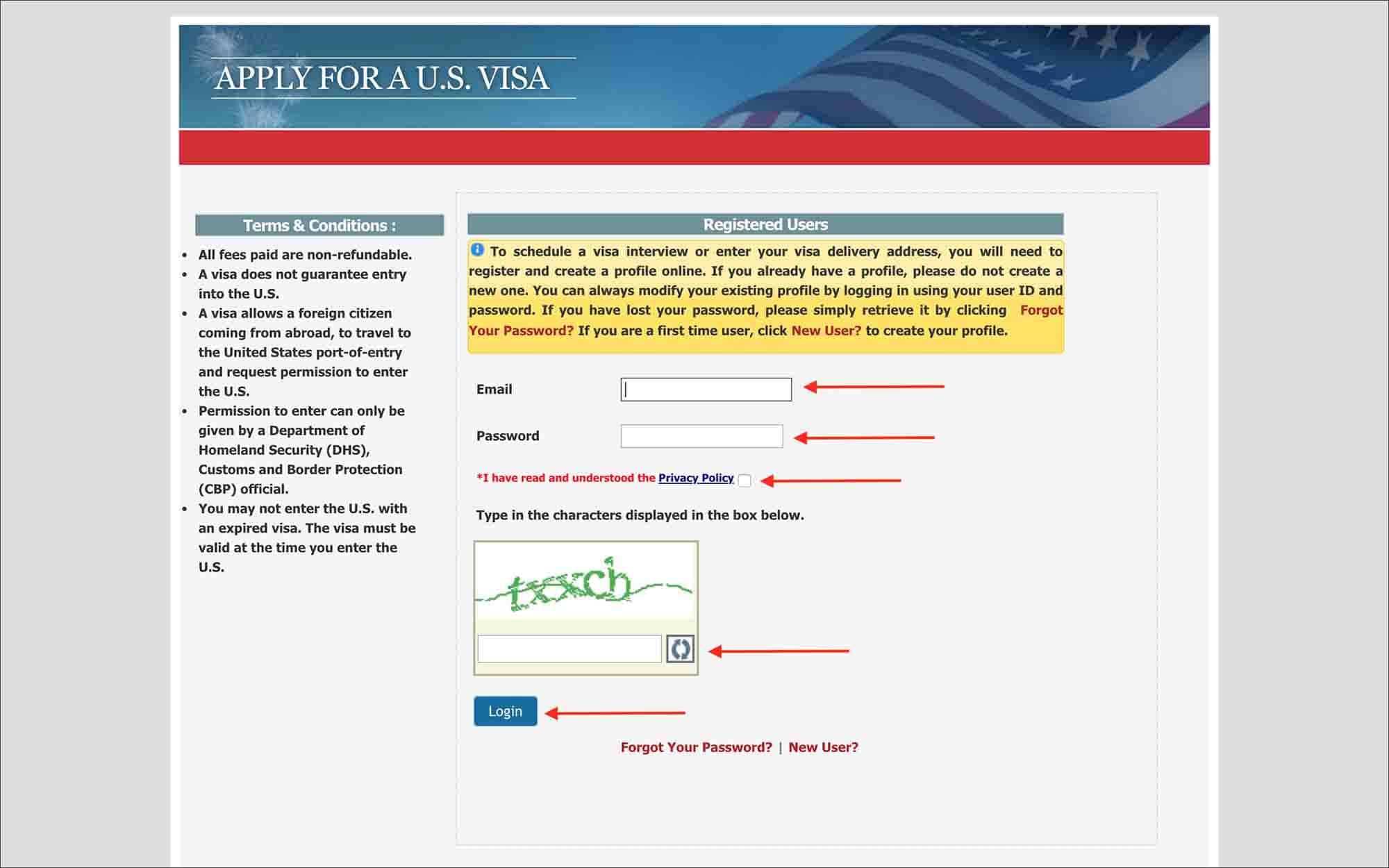 us travel visa appointment login