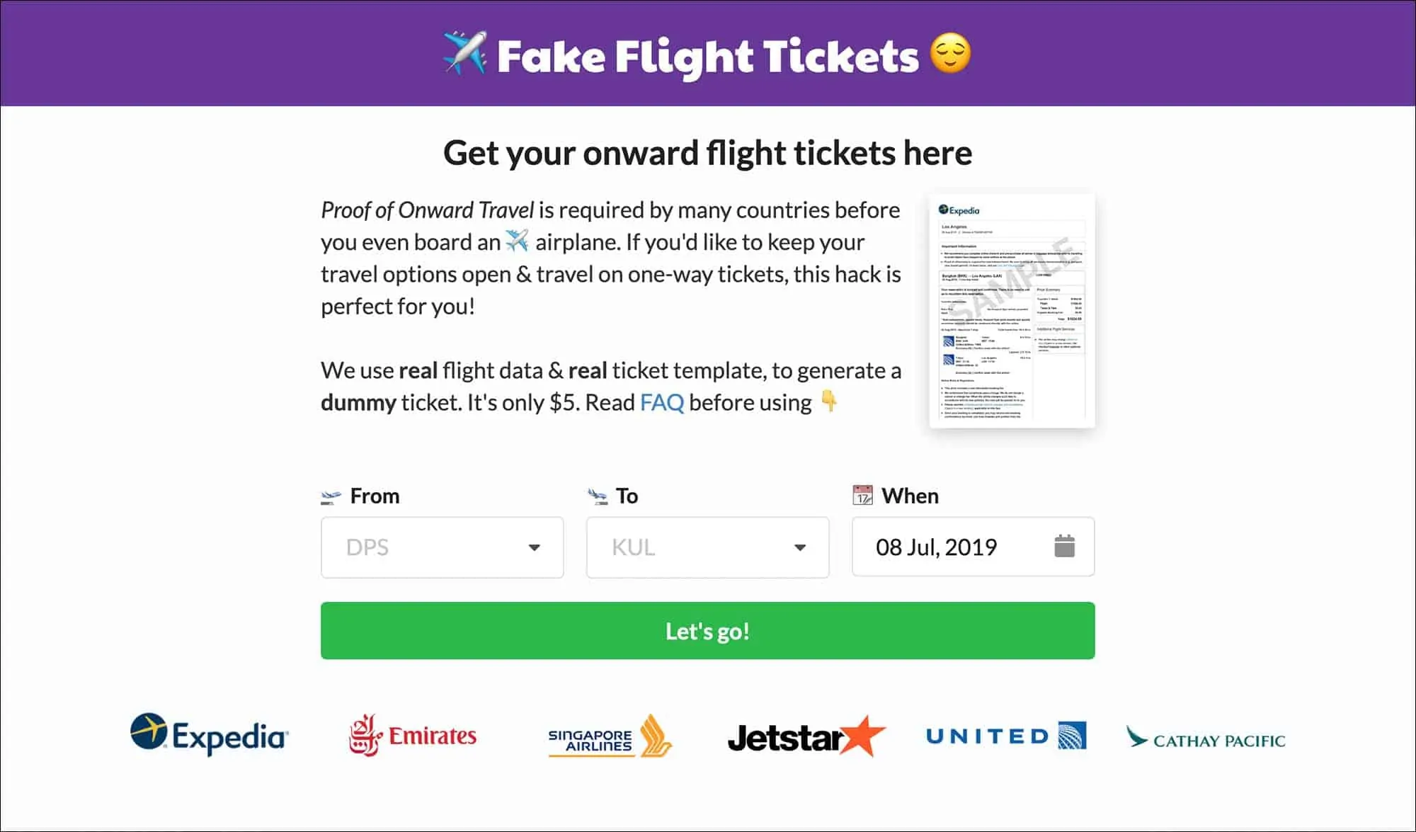 Fake Flight Ticket Generators