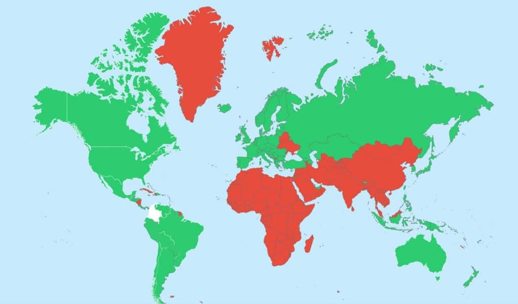 Colombia visa requirements by nationality