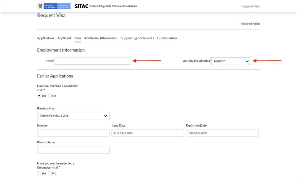 Visa Page - Part 1