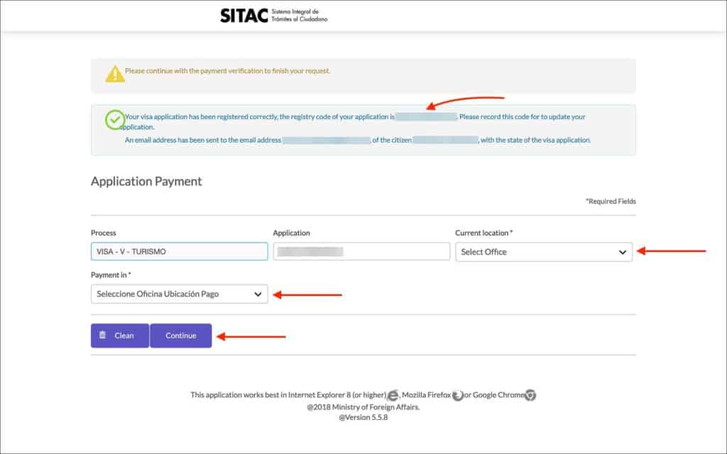 Application Payment Page