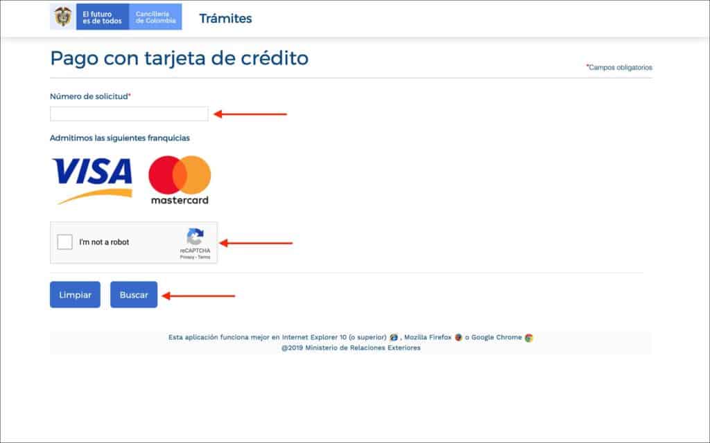 Credit Card Payment Page - Search Confirmation Number