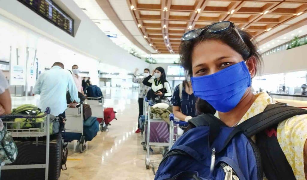 Geeta at NAIA airport in Manila waiting for her repatriation flight