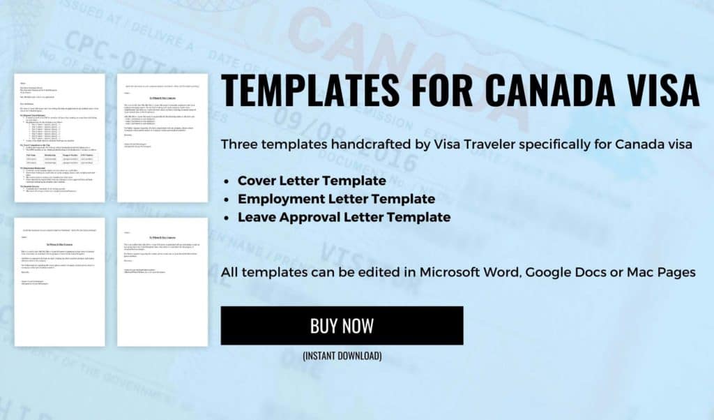 Templates for Canada visa by Visa Traveler
