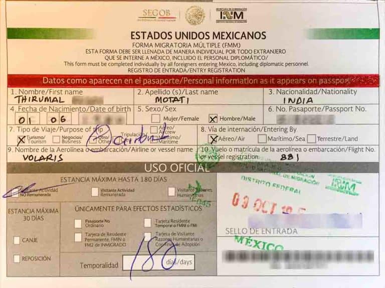 tourist visa fee for mexico