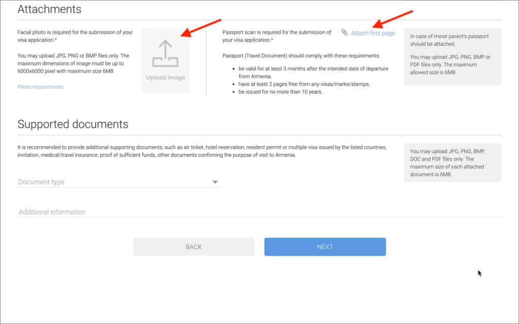 e-Visa Attachments