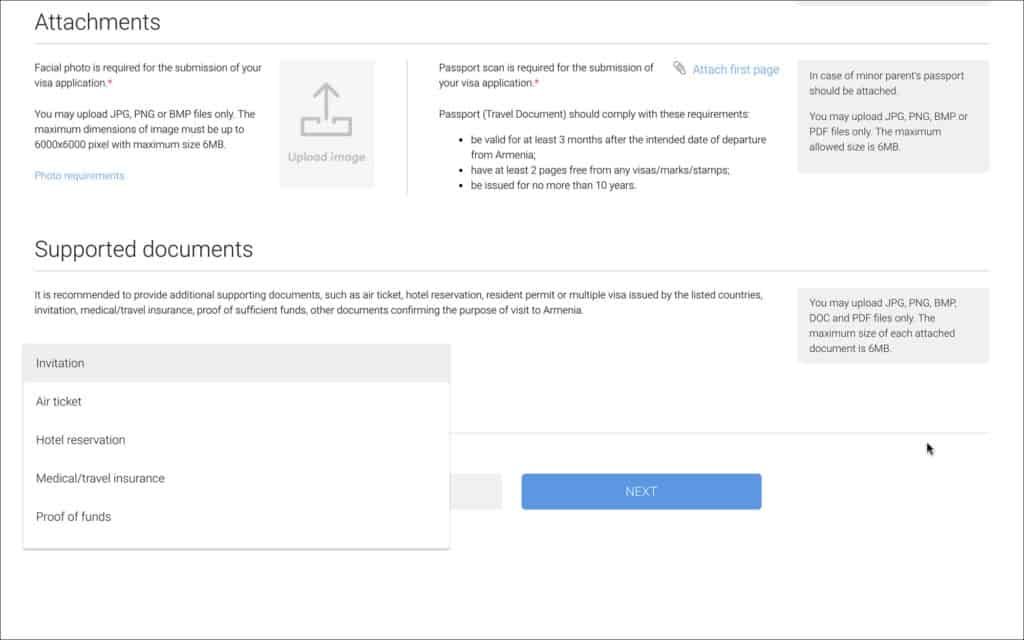 e-Visa Supported Documents