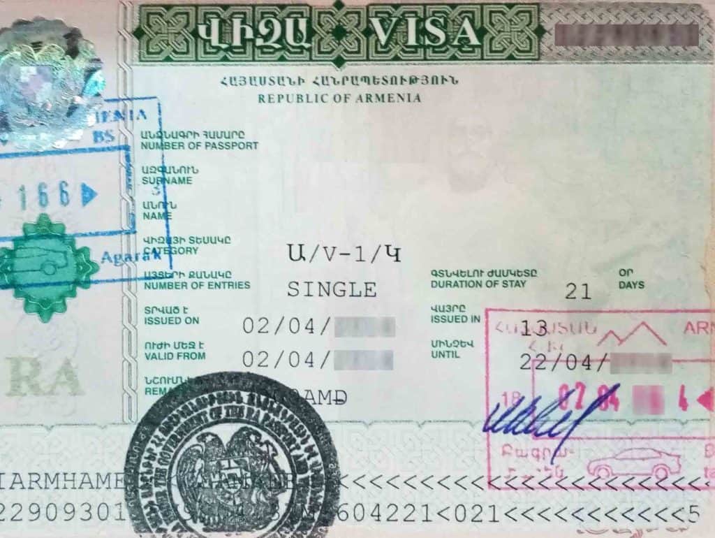 Armenia Tourist Visa from Embassy