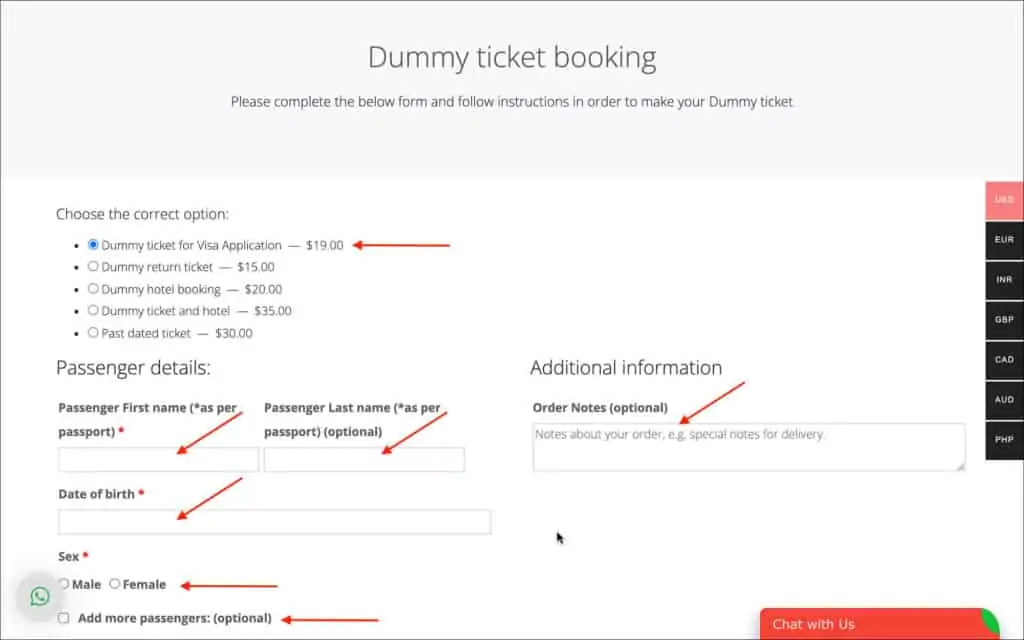 dummyticket.com ticket booking