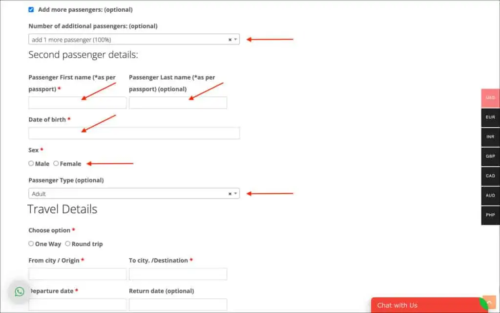 dummyticket.com ticket booking second passenger details