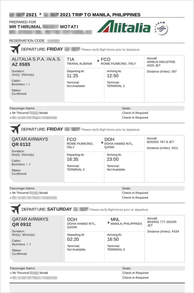 Sample flight ticket for visa application from dummyticket.com
