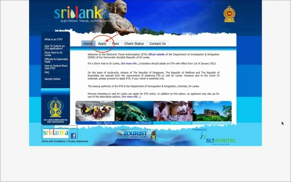 Sri Lanka ETA - Apply