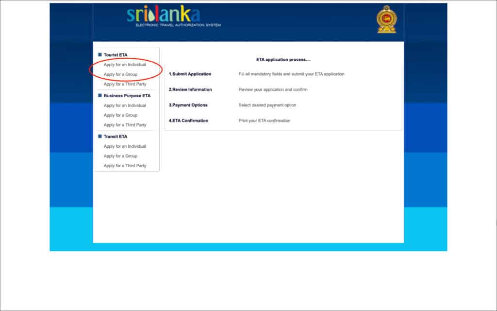 Sri Lanka ETA - Application