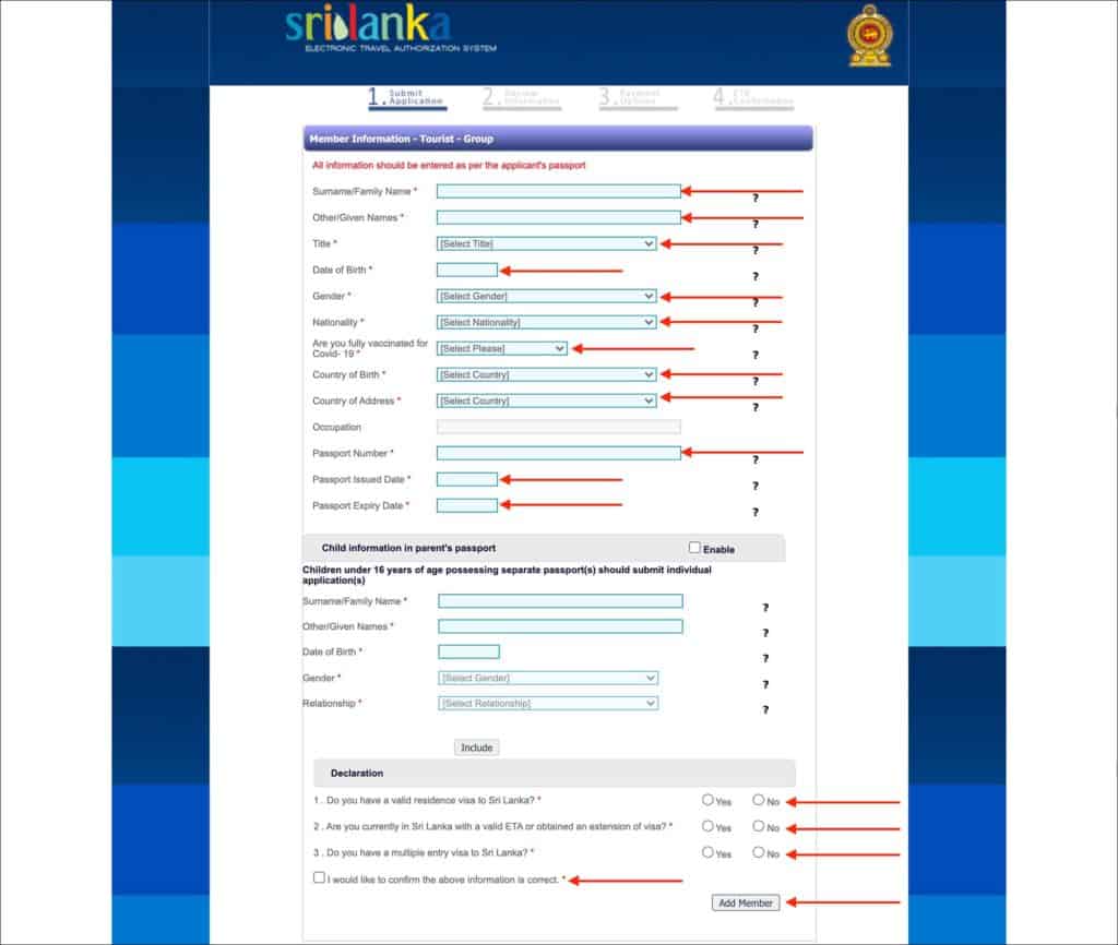 Sri Lanka ETA - Group - Member Information