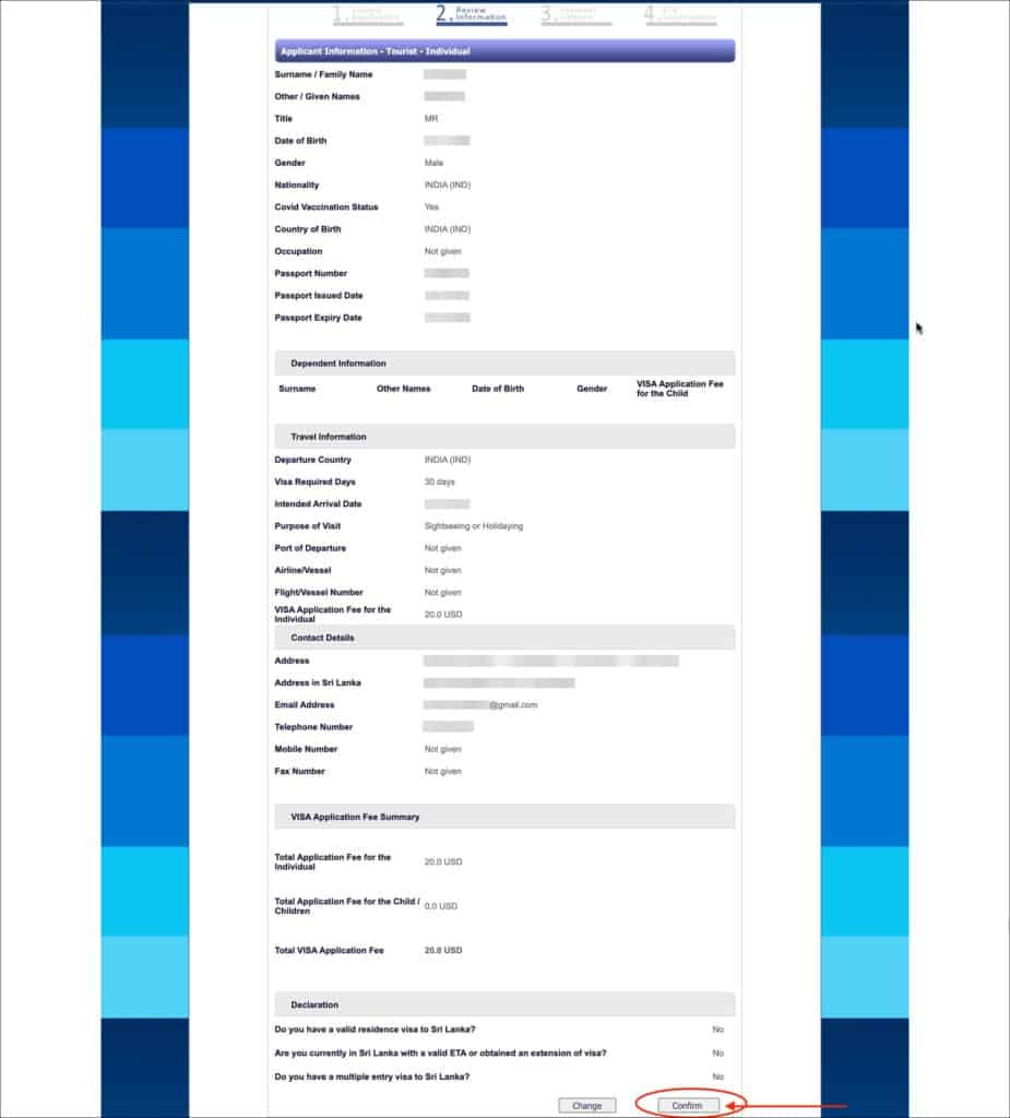 Sri Lanka ETA - Individual - Review Information