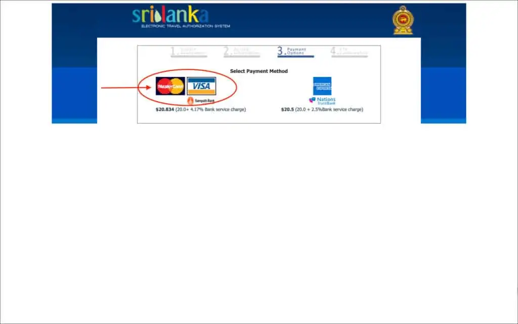 Sri Lanka ETA - Individual - Payment Options