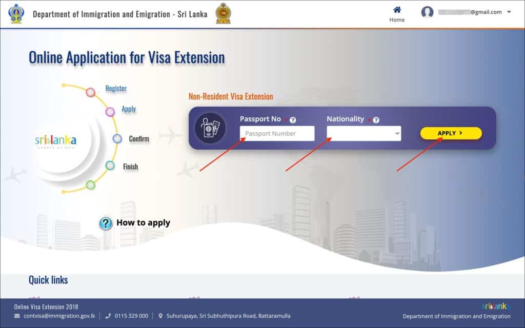 Sri Lanka Visa Extension Online - Application