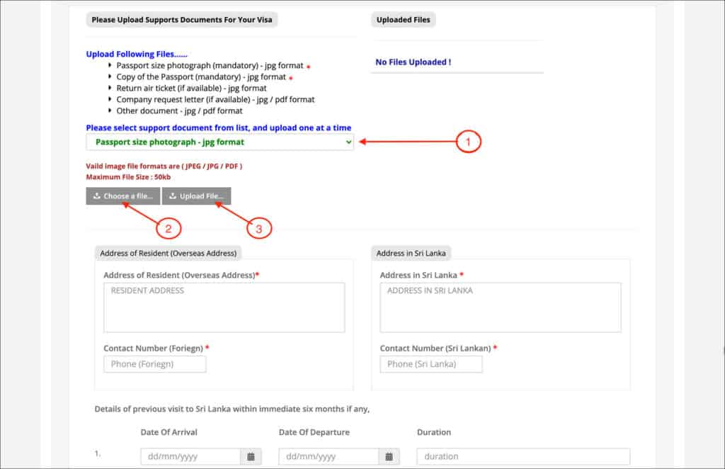 Sri Lanka Visa Extension Online - Document Upload