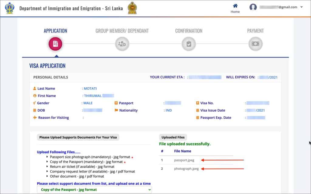 Sri Lanka Visa Extension Online - Document Upload Complete