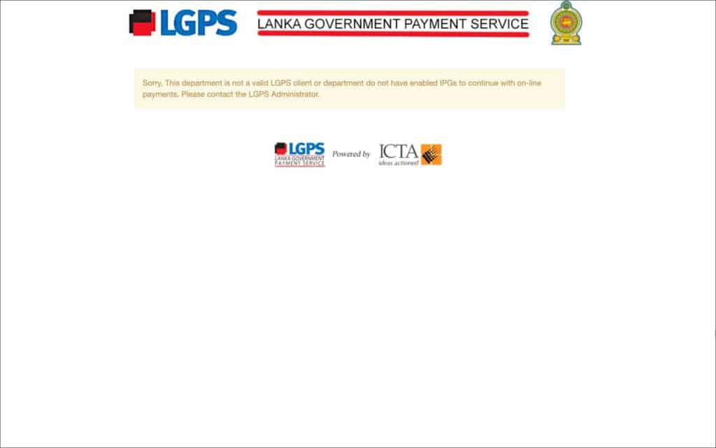 Sri Lanka Visa Extension Online - Payment Error