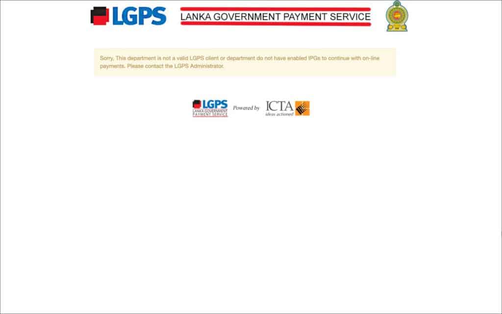 Sri Lanka Visa Extension Online - Payment Error