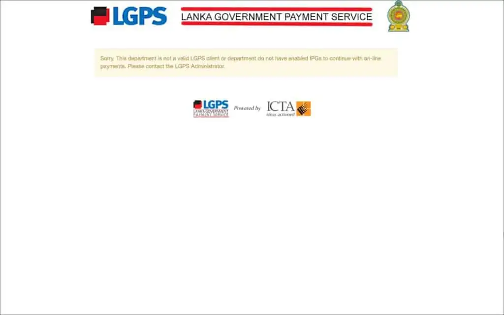 Sri Lanka Visa Extension Online - Payment Error