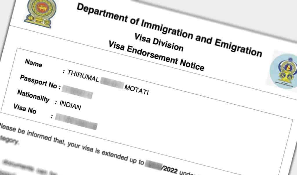 Sri Lanka Visa Extension Online