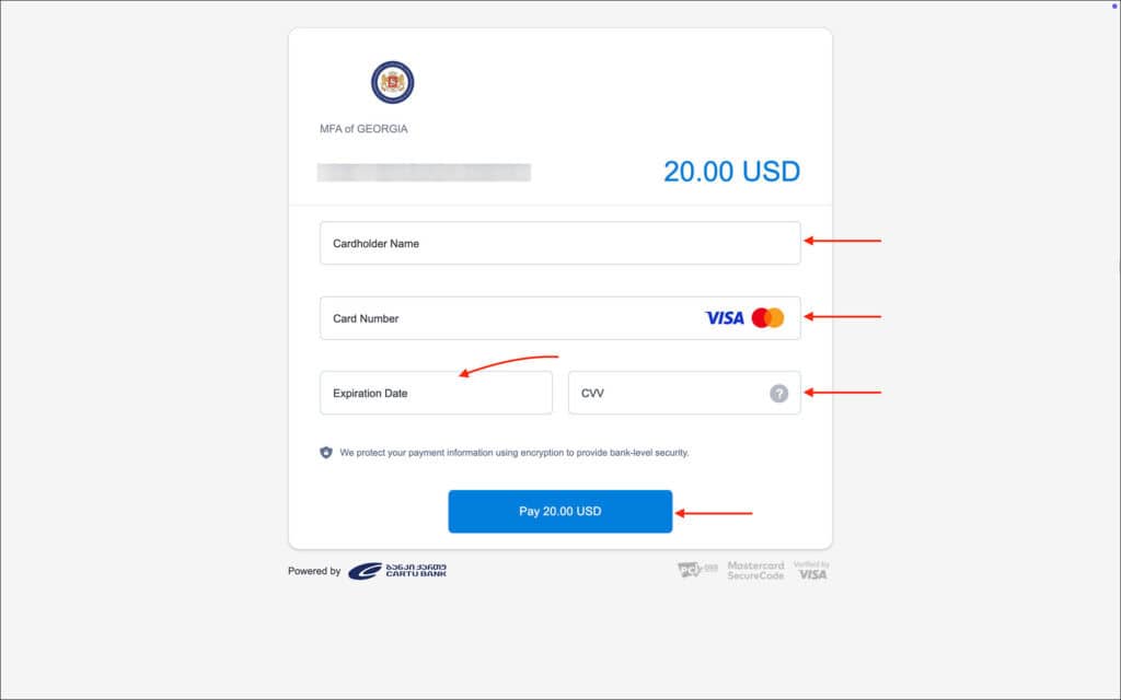 Georgia e-Visa - CC form