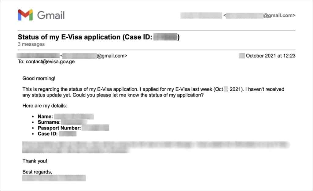 Georgia e-Visa - Pending status inquiry