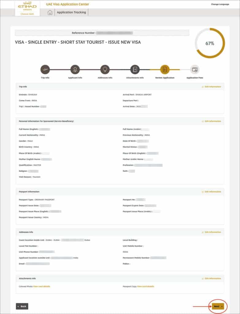 UAE or Dubai Visa Online - Review Section