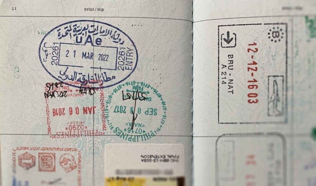 UAE Dubai Entry Stamp in Passport