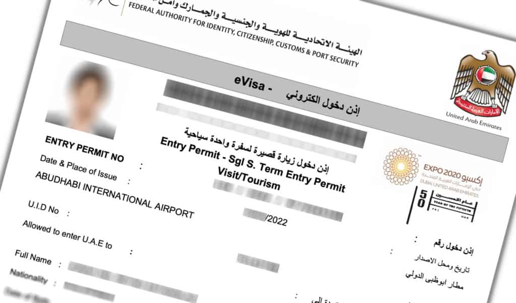UAE or Dubai Tourist Visa Image