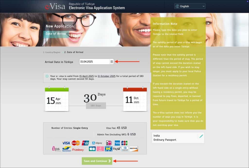 Turkey e-Visa - Date of Arrival