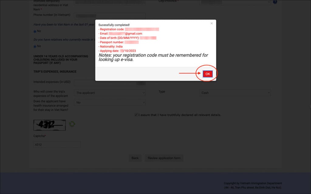 Apply for Vietnam eVisa - Foreigner Information Confirmation