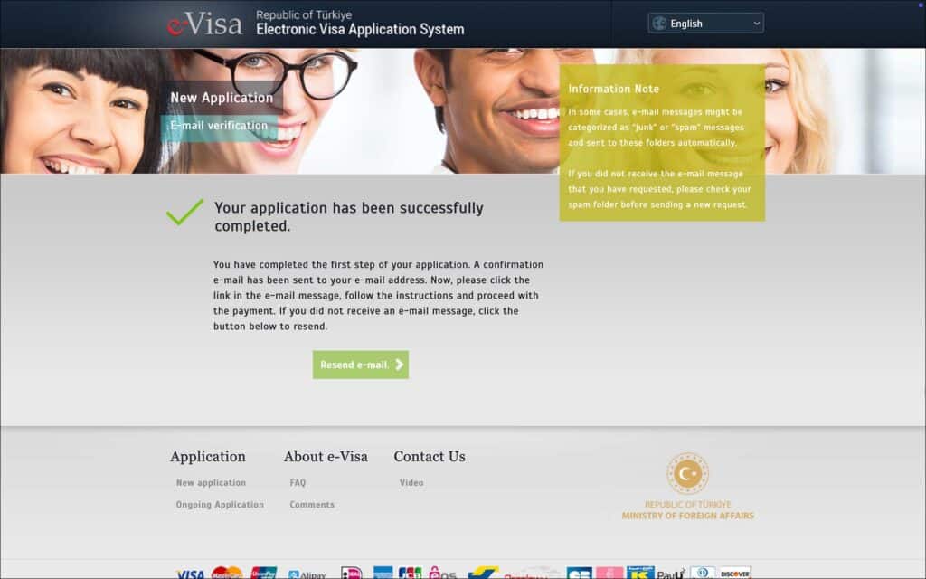 Turkey e-Visa - Application Completed