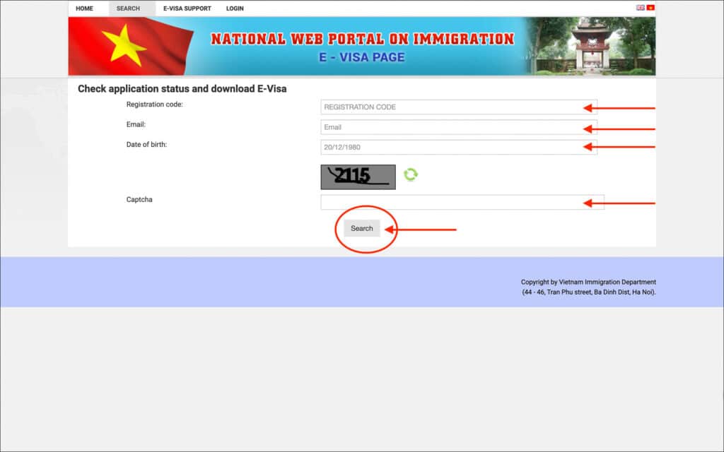 Vietnam E-Visa - Application Status Check