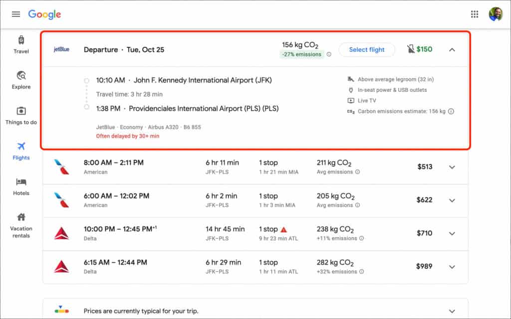 Benefits of US visa - Flights to Caribbean are cheap Example 2