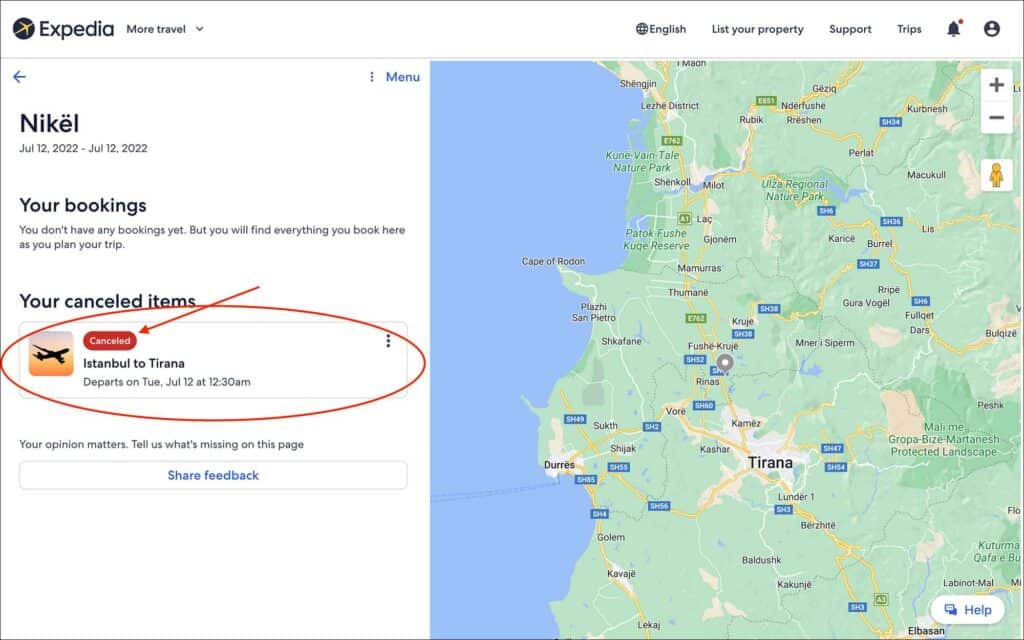 Expedia 24 hour Cancellation - Flight cancelled