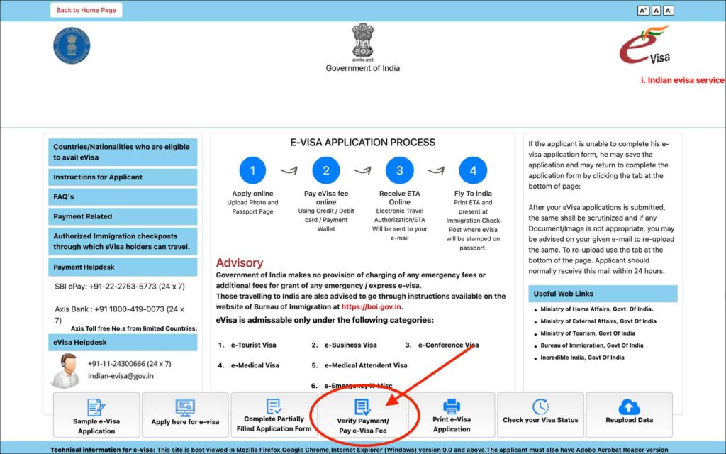 India e-Visa - Pay visa fee