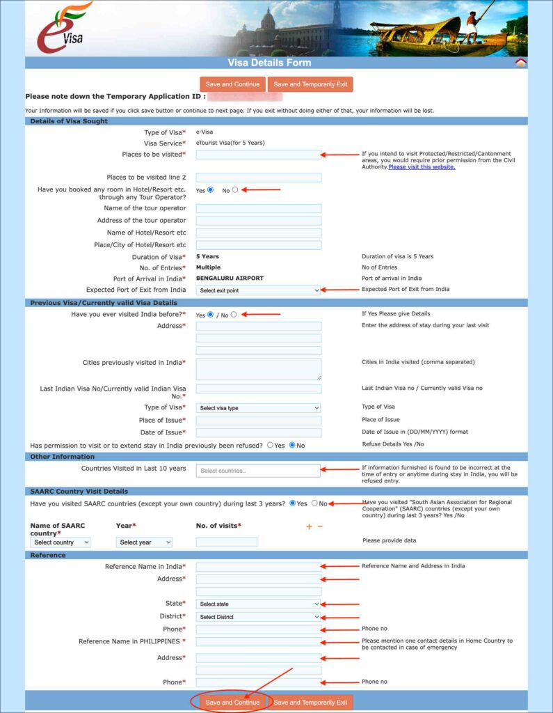 India e-Visa - Visa details page