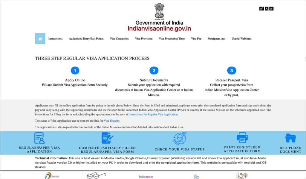 India tourist visa portal