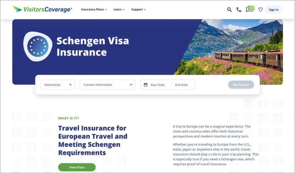 How to buy Schengen travel insurance from VisitorsCoverage