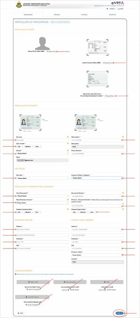 Malaysia eVisa Application - Application